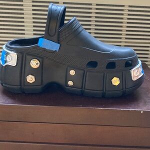 Stylish Black Clogs with Silver Details